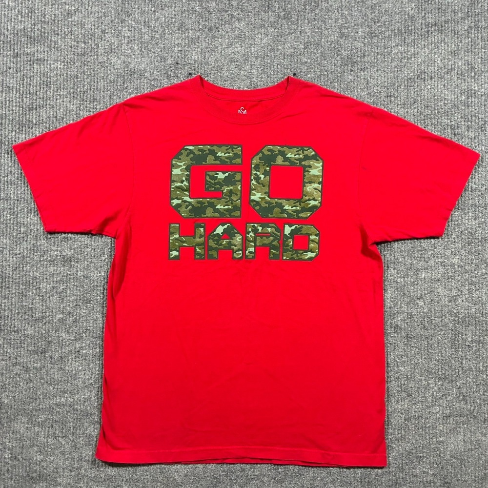 State Of Mind Go Hard T Shirt Mens Size XL Red Camo Graphic Streetwear Tee